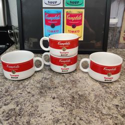 FOUR Westwood Campbell's Tomato Soup Bowls, Campbell's Tomato Soup Mugs

