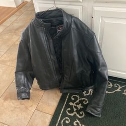 Mens Leather Coat Size 44 River Road