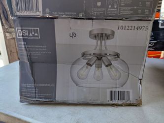 Dsi 3 light semi flush ceiling light fixture in brushed nickel