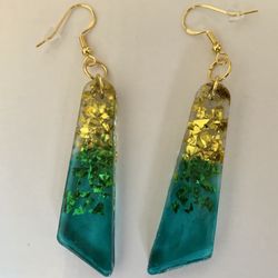 Turquoise & Gold Shard Dangle Earrings