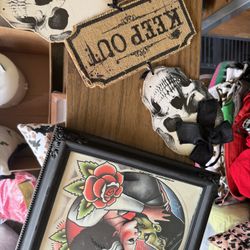 Halloween Decor, Bundle Frankenstein Picture, Wooden Door, Sign, And Black Halloween Wreath
