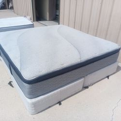 Serta king hybrid pillowtop mattress and box spring