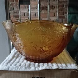 Amber Tiara Large Salad Bowl by Indiana Glass