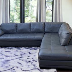 Free Delivery Grey Leather Sectional Couch 