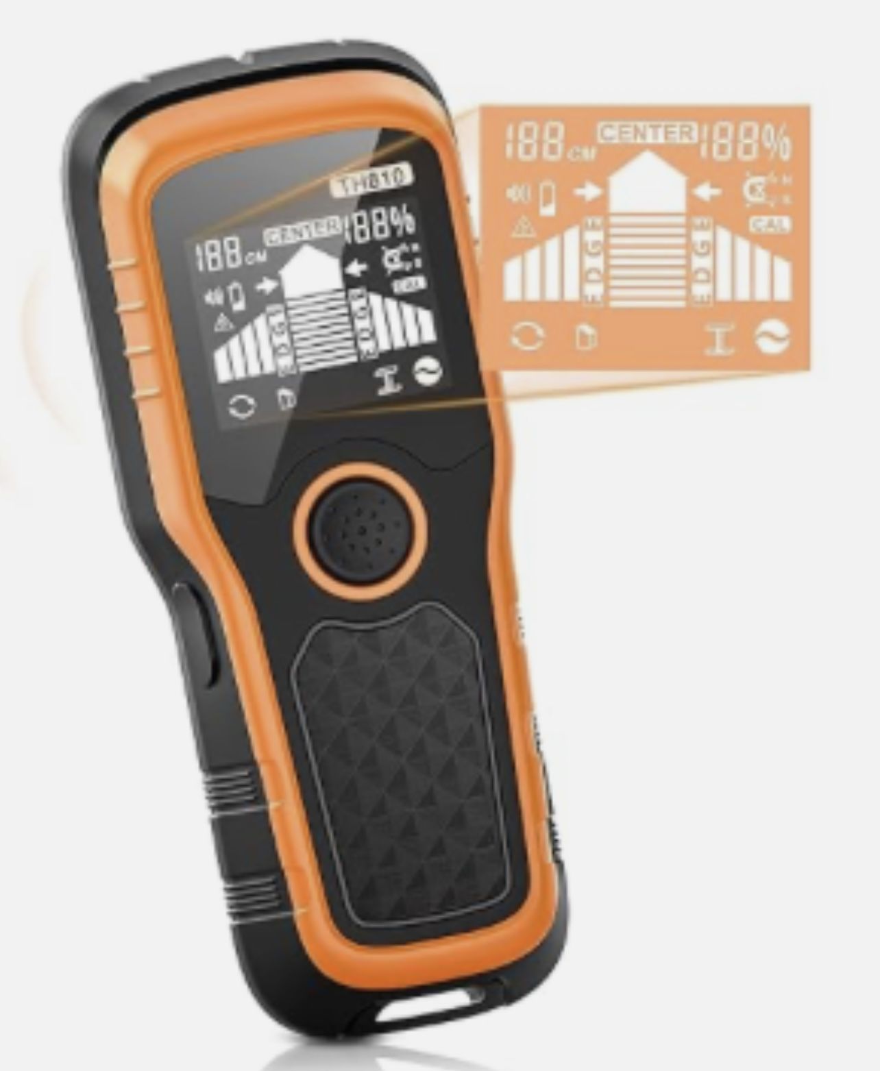 Stud Finder Wall Scanner – Magnetic LED Indicator For Stud Edges, AC Wire & Pipe Detection, Depth Up To 3/4" (Orange)