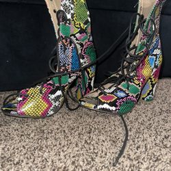 Colorful Snake skin Booties 