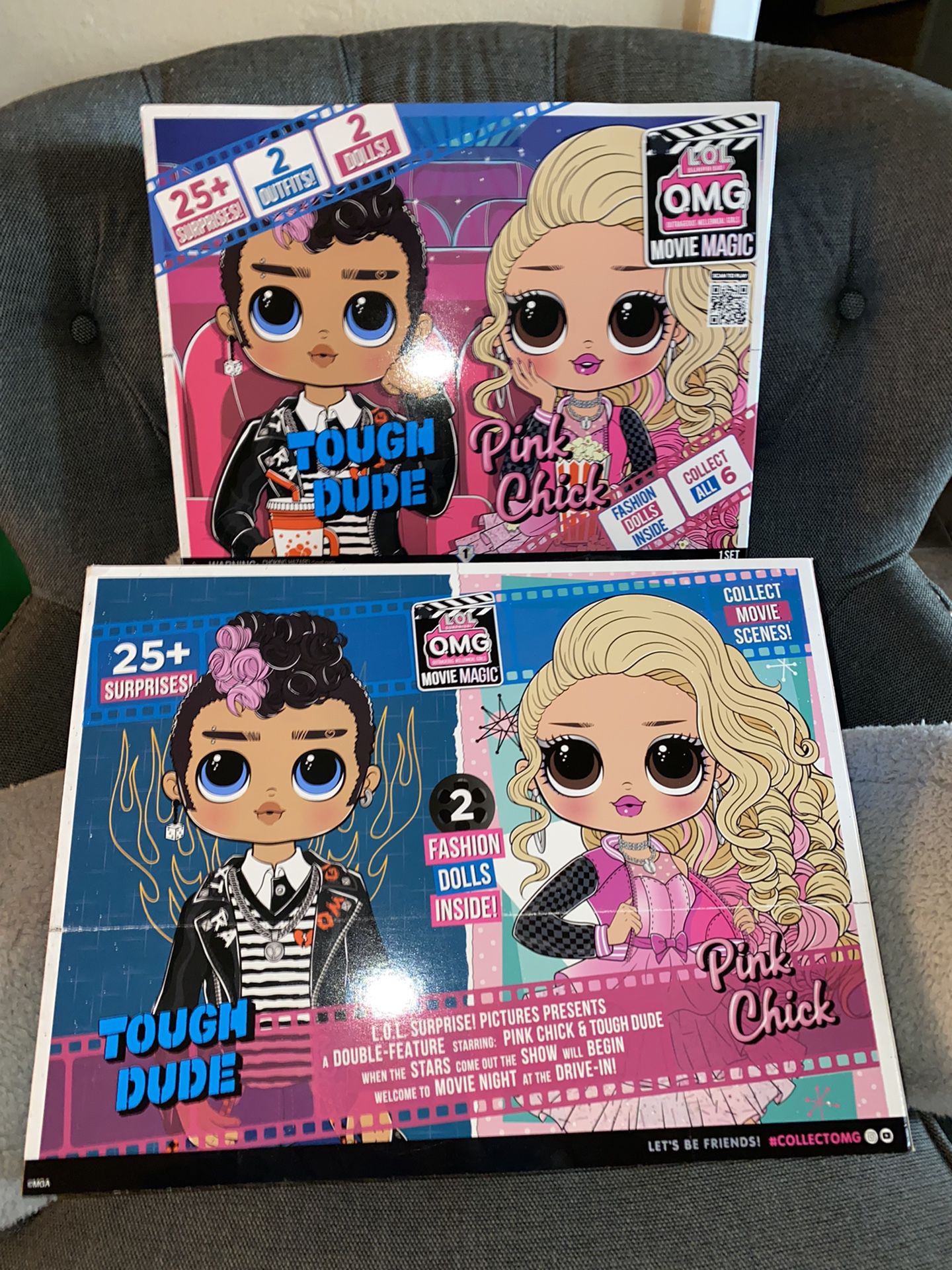 LOL SURPRISE OMG Movie Magic Tough Dude And Pink Chick 2 Pack Fashion Doll Set