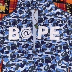 BAPE x Bear Brick Camo  Full Double ZipHoodie - Blue/Light Blue (MEDIUM)