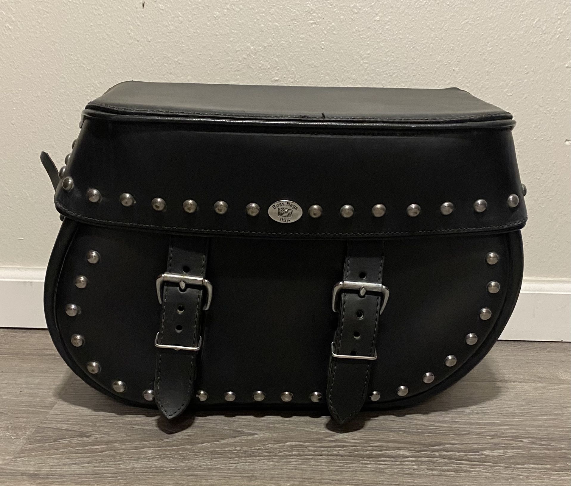 Motorcycle Boss Bags Studded | Molded Leather Saddle Bag | 38