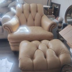 Hancock And Moore Leather Chair And Ottoman 
