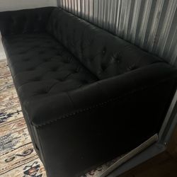 Authentic Leather Black Couch