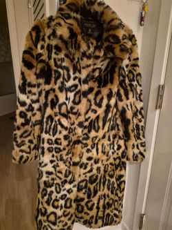 Rachel Zoe Leopard Print Faux Fur Coat