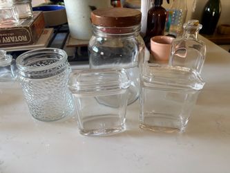 Assorted Clear Glass Jars Set of 5