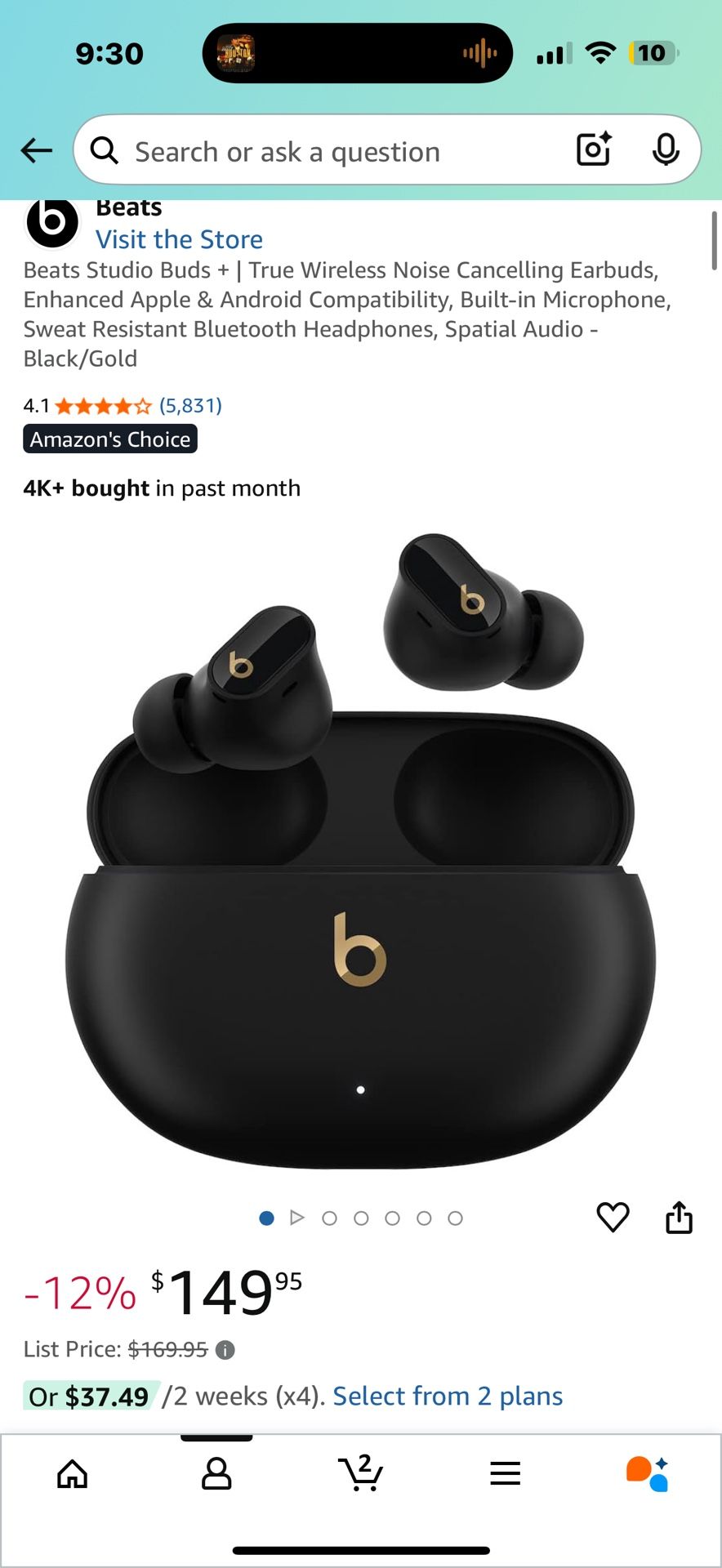 Beats Studio Buds + Black/ Gold