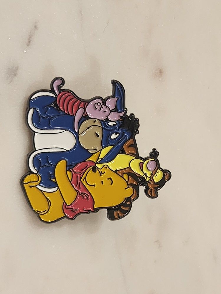 Disney Pooh bear tigger piglet eeyore friends hug enamel pin