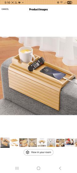 NEW Bamboo Arm Chair Cup Phone Holder