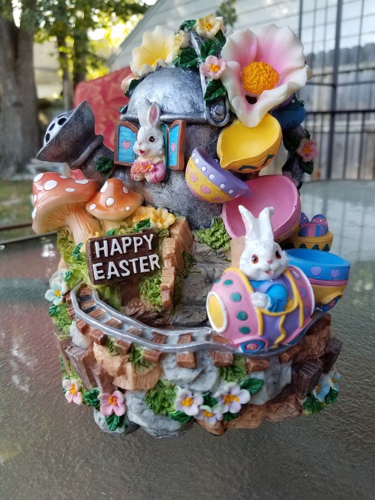 Easter bunny musical water fountain