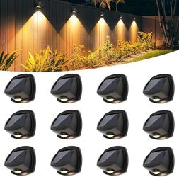 E994 $20  Solar Lights Outdoor Waterproof IP65, Solar Stair Lights Outdoor for Fence, Deck, Step, Dual Color LED 3 Lighting Modes House Wall Light for