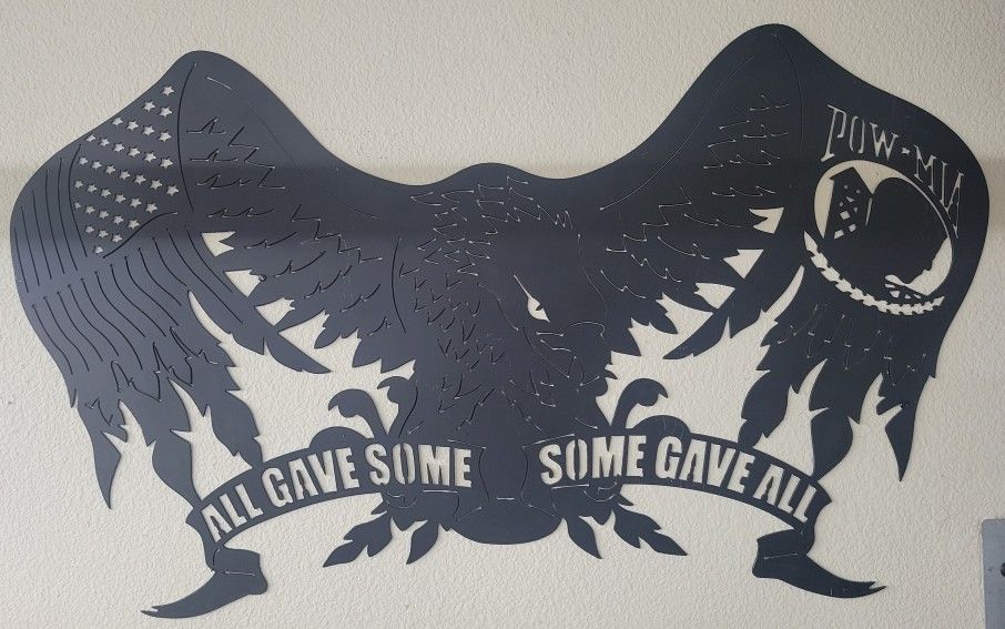 Metal Sign 36x21 Eagle, All Gave Some, Some Gave All