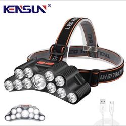 11 LED Headlamp Strong Light Head Lamp USB Rechargeable Headlight