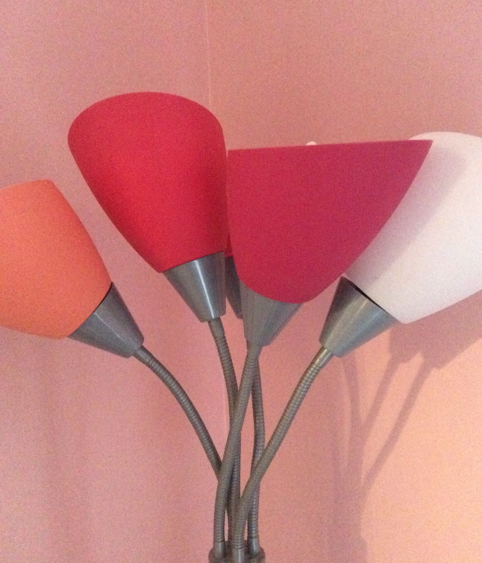 Long pink themed lamp, flexible. Light bulbs are not included. (Used)