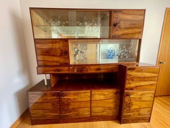 Vintage Mid-Century Modern Asymmetric Wall Unit Hutch