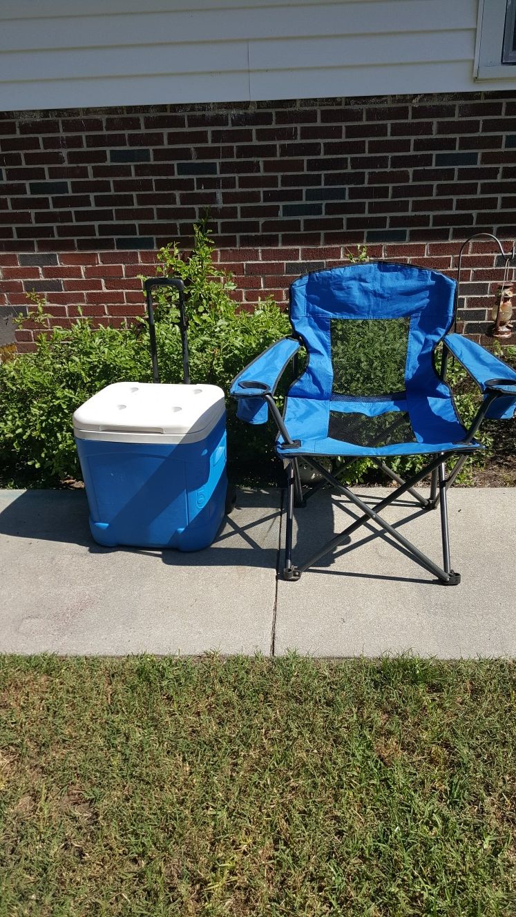 Large cooler and folding chair