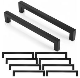 10 Pack Cabinet Handles Kitchen Matte Black Drawer Pulls Stainless Steel Drawer Pulls Bulk for Kitchen Bathroom Cupboard Dresser Wardrobe Hole Centers