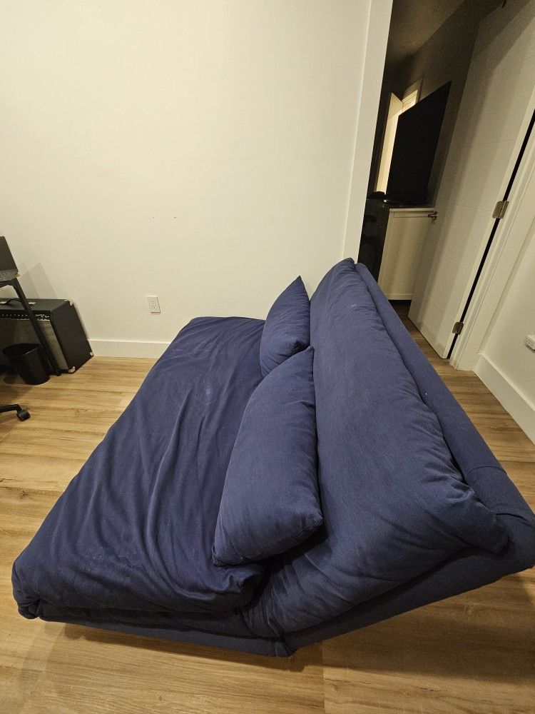 Home /ligne roset Multy fabric three seater blue sofa couch...