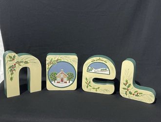 Vintage Signs NOEL Hand Painted Wooden letters Christmas Decor 