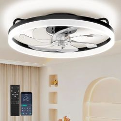 20 Inch Ceiling Fan with Lights, Easy Install Ceiling Fans
Low Profile Flush Mount Ceiling Fans with Light, 3CCT Dimmable Smart Ceiling Fan Lights and