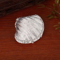 NEW Silver Sea Shell Small Metal Enamel Trinket Jewelry Box