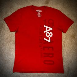 (#191) Men’s Aéropostale Vertical Graphic V-Neck T-Shirt 