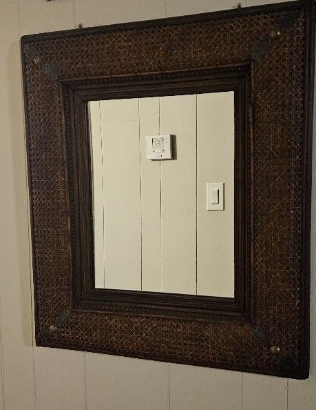 Vintage Wood Framed Mirror 31×27 inch