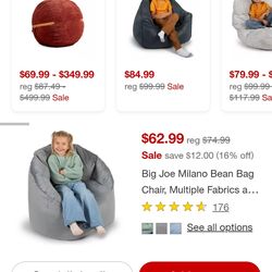 Big Joe Milano Bean Bag Chair Gray