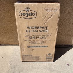 Regalo Widespan Extra Wide Metal Walk-Through Safety Gate (White)