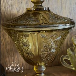 Vintage Amber Candy Jar