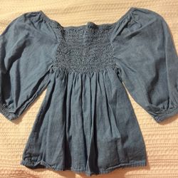 Blue denim blouse ~ Size Medium
