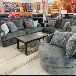 Ash Living Room Set -SOFA and Loveseat(Soletren)