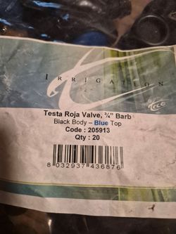 Testa roja valve 3/4 barb black body- blue top