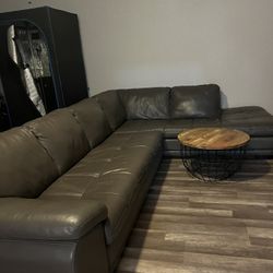 Leather Grey Couch 