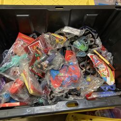 Bin of modern McDonald’s toys