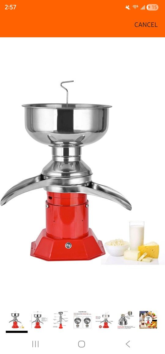 DIYAREA Milk Cream Centrifugal Separator Electric descremadora de leche 100L/H Capacity Cream Maker with 5L 304 Stainless Steel Bowl for Fresh Goat Co