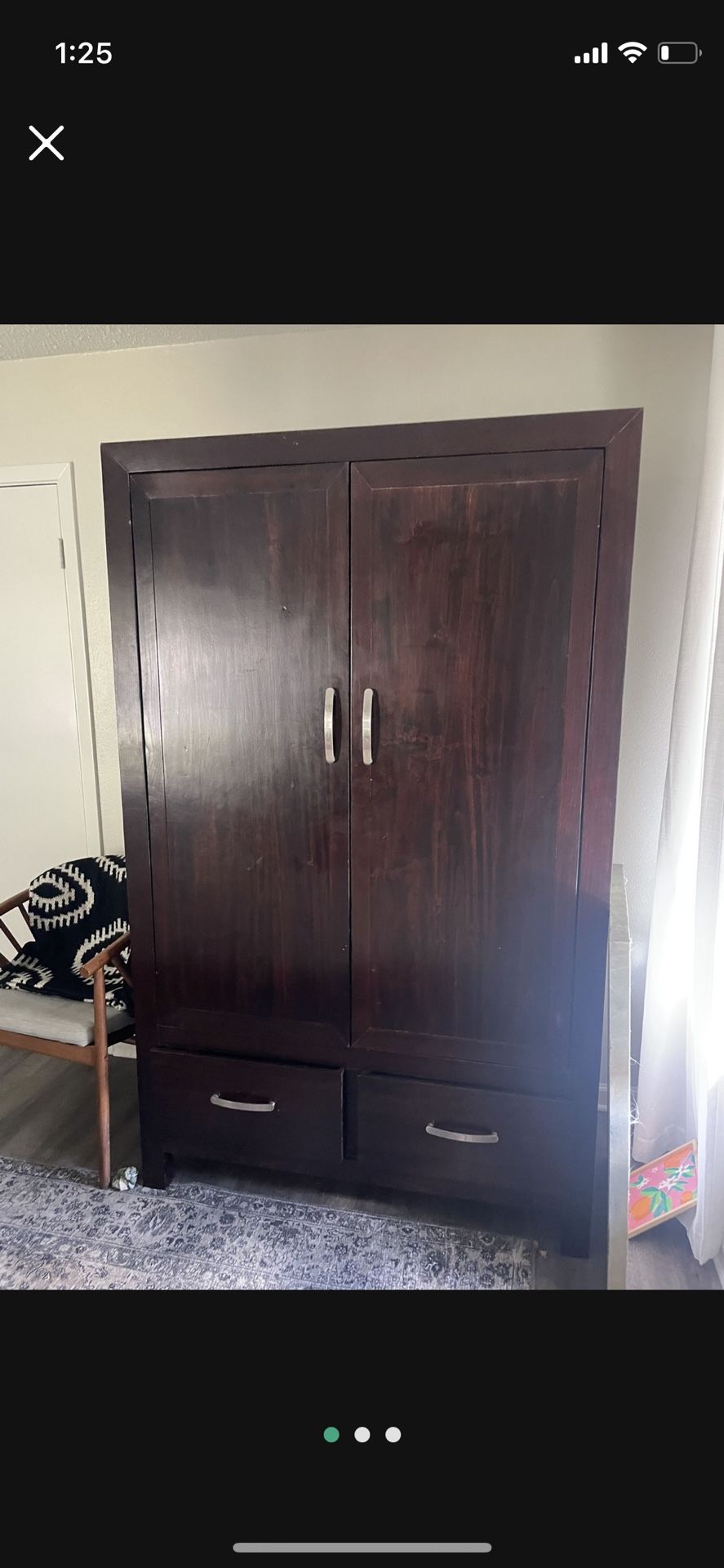 Large Wood Armoir - 2 Shelves