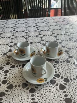 BIA Cordon Bleu Sunflower Espresso Cups and Saucers - Set of 3
