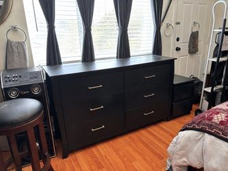 IKEA Black 6 Drawer Dresser with Handles