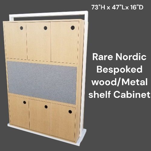 Rare Stunning Nordic Custom Storage cabinet with fitted metal shelf Frame