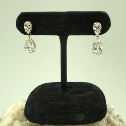 14KT Yellow Gold 3.4 Carats Clear CZ Dangle Earrings