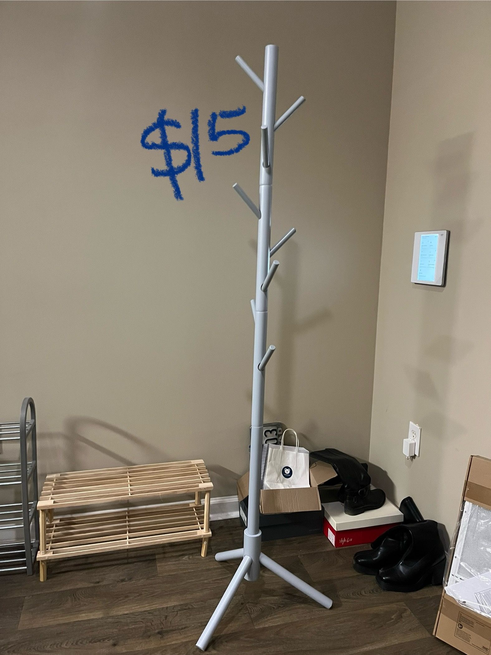 Wooden Grey Coat Rack