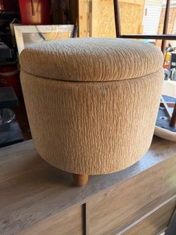 Round Upholstered Storage Ottoman